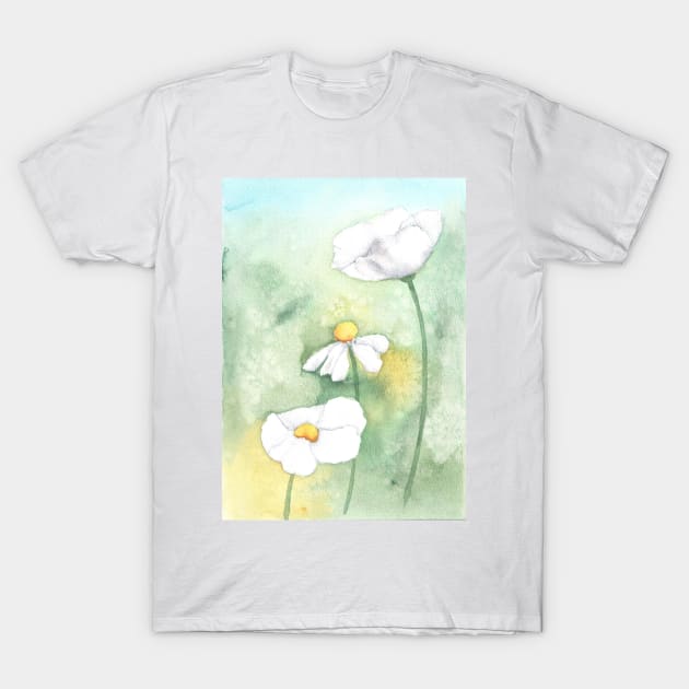Flatbud Prickly Poppy, watercolor painting T-Shirt by Sharon Rose Art